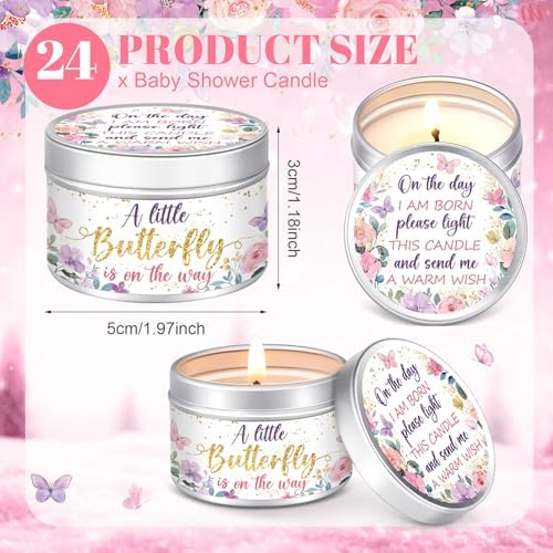 MTLEE Butterfly 24 Pcs Baby Shower Party Favors Candles Lavender Scented Baby Shower Favors for Guests Rustic Tealights Candles Gender Reveal Return Gifts(Gold, 1.2 Oz) - Image 2