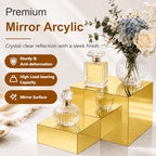 4Pcs Acrylic Risers Display Stands, Food Risers for Buffet Table, Gold - Image 4