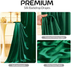 Hunter Green Satin Backdrop Curtains 6 Panels - Glitter Photo Drapes for Baby Shower, 30x10FT Shimmer Back Drop Cloth, Wrinkle Free for Birthday Party Prom Wedding Stage Background - Image 2