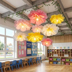 Thiccywoov 8 Pack Giant Paper Flower Decorations for Bulb, 15.7" Large Artificial Flower Paper Lantern Colorful Crepe Tissue Papers Flowers for Classroom Birthday Wedding Decorations(Classic Color) - Image 4