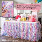 Rainbow Tutu Table Skirt. 6ft with Double Layer Organza Willows for Unicorn Party Supplies, Rainbow Decorations, 1st Birthday , Baby Shower Décor or Mermaid Backdrop - Image 2