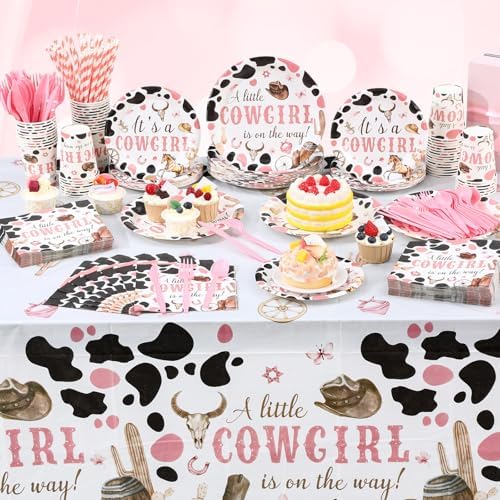 Funnymoom 452 Pcs Pink Cowgirl Baby Shower Party Supplies for 50 Guests - Image 5