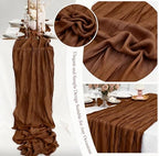24 Pack Brown Cheesecloth Table Runner 17"x108" Boho Gauze Fabric Table Runner Vintage Rustic Sheer Runners for Wedding Party Bridal Baby Shower Table Decorations - Image 5