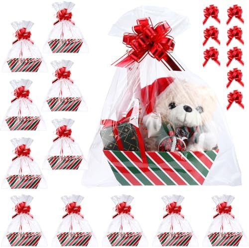 Thenshop 44 Pcs Empty Gift Basket Bulk,Basket Gifts, Red, Green, Stripe by Thenshop