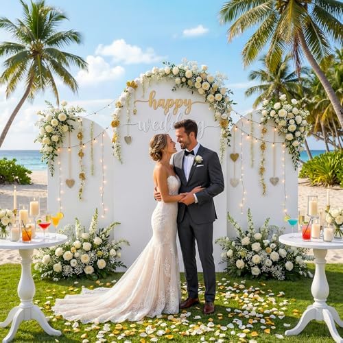 Toolterritary Set of 3 Metal Arch Backdrop Stand with Cover Set, (8FT, 7.2FT, 6.6FT Wedding Arch and Cover Set), Backdrop Arch for Party, Baby Shower, Birthday, and Graduation Ceremony - Image 2