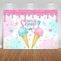 Mocsicka Ice Cream Gender Reveal Backdrop What's The Scoop Background Summer He or She Gender Reveal Party Decorations Banner Photo Studio Props (10x6.5ft) by Mocsicka