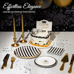 Graduation Celebration, Stylish Tableware Set for 8 Guests – Black/White - Image 3