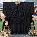 40ft x 10ft Black Backdrop Curtains, 8 Panels Black Drapes for Backdrop by LittleFunny