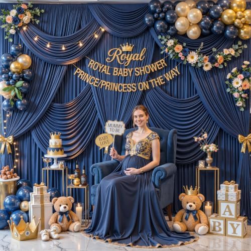 6 Panels Navy Blue Backdrop Curtain for Parties Wrinkle Free Photo Curtains Backdrop Drapes Fabric Decoration for Wedding Birthday Party Baby Shower 30ft(W) x 10ft(H) - Image 3
