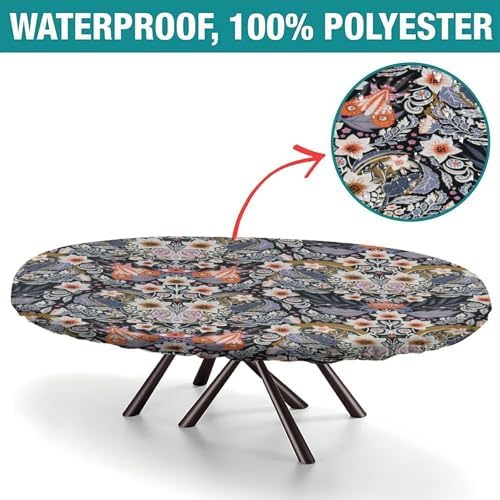 Eerie Fabric Collection - Forbidden Garden Print Tablecloths Oval Leakproof & Sturdy Washable for Dining Camping Indoor and Outdoor Fits for 48" x 68" Oval Table - Image 2