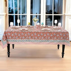 Ridhi Dark Salmon Pink Block Print Cotton Rectangle Table Cloth, 52x70 inch - Image 7