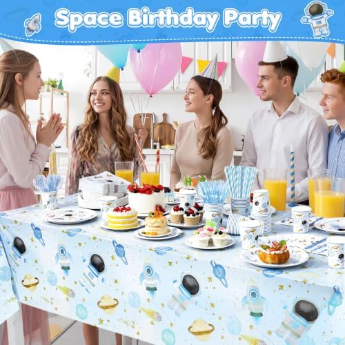 Potchen 452 Pcs Space Plates Napkins Party Supply, Baby Blue - Image 4