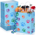 Tenceur 80 Pcs Dog Gift Bags Goodie Paw Puppy Paper Treat Bags Bulk with Handles 10.63 x 4.72 x 7.87 Inch Dog Themed Party Favors Shopping Holiday Kraft(Blue Colorful) by Tenceur
