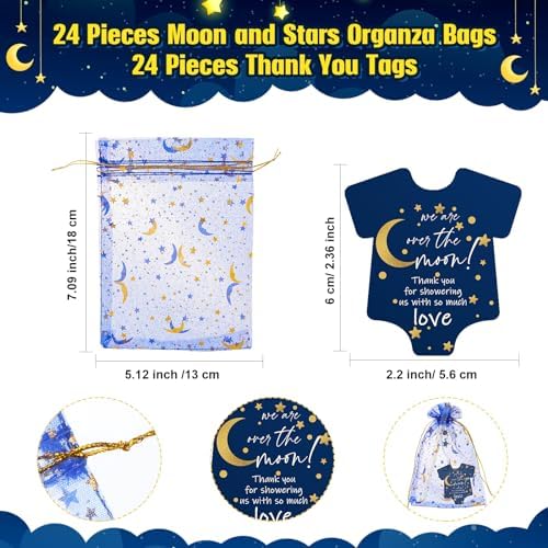 Engrowtic 50 Sets Twinkle Baby Shower Favors Moon Star Pendants Pen - Image 3