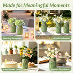 12 PCS 16oz Glass Mason Jars Flower Vases for Centerpieces, Green - Image 5