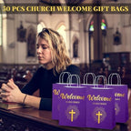 Chuangdi 50 Pcs Church Welcome Gift Bags, Purple - Image 6