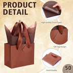 Qilery 50 Pcs Wedding Paper Gift Bags Bulk with Tissue Paper Small Gift Bags with Handle and Tags for Birthday Wedding 4th of July Party Business(Dark Brown,4.7 x 2.4 x 3.9'') - Image 3