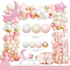 Party Inspo Over the Moon Baby Shower Decorations for Girl – 127 PCs Moon Themed Party Supplies with Backdrop Balloon Garland Cake Topper Tablecloth Sash Poster Banner for Girl Baby Shower - Image 3