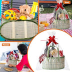 Tioncy 6 Set Woven Bamboo Gift Baskets with Handles Empty, Green - Image 6