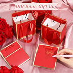 Yeaqee 50 Pcs Mini Paper Gift Bags with Handles Tag, Red, Gold - Image 4