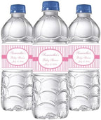 Pink Stripes Baby Shower Water Bottle Labels, Waterproof (Set of 24)(Y693) by FavoriteAnnouncements