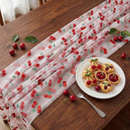 8 Pcs Cherry Table Runners 29 x 70 Inch Cherry Tulle Tablecloth - Image 5