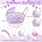 Threehoney 12 Pcs Baby Shower Mini Carriage Decoration Purple Butterfly Color Metal Wired Fillable Candy Stroller Baby Shower Table Centerpiece for Guest Gender Reveal Wedding Party Favor Gift - Image 2