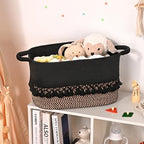 2 Pack Storage Basket for Shelves, Boho Cotton Rope Storage Bins with Heavy Tassel, Shelf Baskets Large Woven Baskets for Organizing, Cube Organizer Bins, Baby Laundry Basket for Clothes, Toys, Pets - Image 5