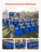 VEVOR Chair Covers, Polyester Spandex Chair Cover, Stretch Slipcovers for Wedding Party Dining Banquet Flat-Front Chair Covers (Royal Blue-a, 50PCS) - Image 2