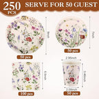Wildflower Party Decorations, Paper Plates Napkins Cups Serve 50, Rustic - Image 2