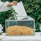 NCYP 12.6" x 5.9" x 9" Wedding Glass Cards Box with Slot and Lock, Thanks Card Holder for Micro Wedding, Envelops, Reception, Decorative, Silver (Glass Box Only) Slot Length 7.3 Inches - Image 5