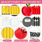 450 Pcs Tableware Set, Serve 50, Red Yellow, Back to School - Image 3