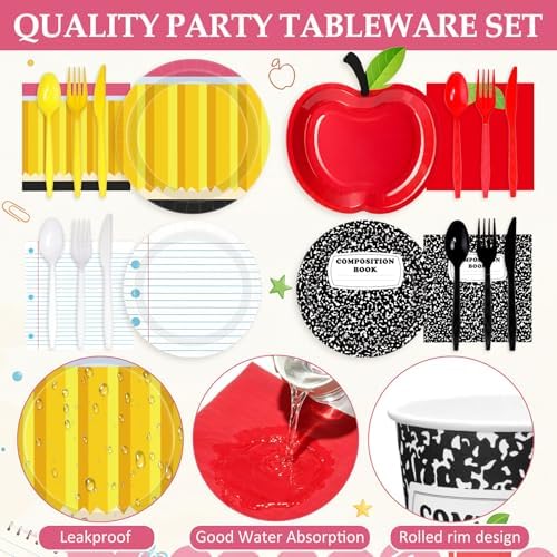 450 Pcs Tableware Set, Serve 50, Red Yellow, Back to School - Image 3