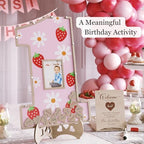 The Real Bossy Baby Berry First Birthday Memory Guestbook Keepsake Frame – Luxury 1st Birthday Guest Book Alternative & Photo Display – Capture Birthday Wishes, Family Messages and Memories From Your Baby’s First Year - Strawberry Birthday Theme - Image 3