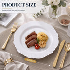 WDF 60pcs White Plastic Plates -10.25inch Baroque White Disposable Dinner Plates for Upscale Parties/Wedding - Image 2