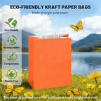 Mlyta 200 Pack 8x4.75x10 Inch Medium Orange Kraft Paper Gift Bags with Handles Bulk for Goodie Party Favor Brithday Grocery Shopping Business Wedding Retail Craft Treat To Go Return, Merchandise Sacks - Image 6