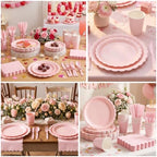 Vyntra 350 Pcs Light Pink Paper Plates and Napkins Party Supplies - Image 5