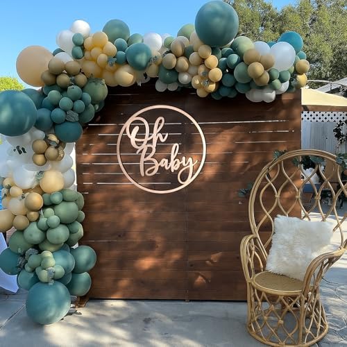 Oh Baby Backdrop Wooden Sign Round Gender Reveal Background Photo Decor - Image 6