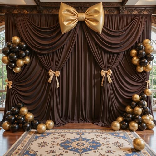 50ft x 10ft Brown Backdrop Curtains, Brown Drapes for Backdrop Fabric by HBBMAGIC