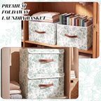 2 Pack Sage Green Floral Storage Bin with Lids, 17x11x12 Inch - Image 6