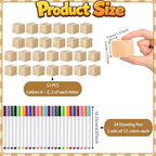 152PCS Baby Shower Blocks to Decorate Game Kit Includes 52 Wooden Blocks 24 Drawing Pen 1 Game Sign 75 Design Templates to Paint for Baby Shower Games Gender Reveal & Birthday Decorations - Image 3