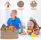 Mapaim Handwoven Bamboo Gift Baskets Empty - 4 Set Wicker Baskets with Handles, Gift Basket Kit for Baby Shower, Wedding & Holiday Gifts, Large & Reusable (Oval) - Image 3