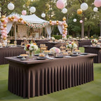 4 Pack Brown Spandex Tablecloths for 6 Foot Rectangle Tables, Wrinkle Free Stretchy Table Cloths 6ft Fitted Table Cover DeskSkirt for Weddings Birthday Party Banquet Baby Shower by Htper