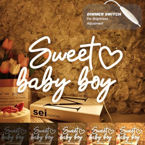 Britrio Sweet Baby Boy Neon Sign Baby Shower 1st Birthday Party Backdrop - Image 4