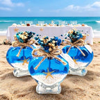 Wedding Favor Guest Bulk, Set of Heart Glass Candle Party with Custom Sticker and Dried Flowers for Guest in Bridal Party, Baby Shower Gifts (Blue Gel White Sand, Set of 30) - Image 2