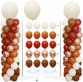 2 Sets Neutral Brown Beige Balloon Column Kit, Retro Ivory Champagne Latex Balloon Tower with Hexagonal Water Base, Boho Style Decor for Baby Shower Birthday Party by KINNOGOLDLEAF