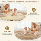 5-in-1 Baby Activity Gym & Play Mat with 6 Hanging Toys, Tummy Time Mat & Cards - Extra Large, Reversible Machine Washable Pad - Gift for Newborns, Infants 0-12 Months, Cream - Image 4