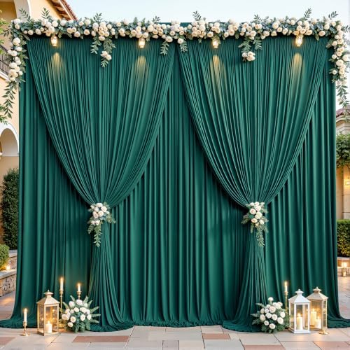 24ftx10ft Wrinkle Free Hunter Green Backdrop Curtain - 10 Feet Photography Backdrop Drapes, Silky Polyester Back Drop Cloth for Wedding Baby Shower Balloon Arch Background by Unknown