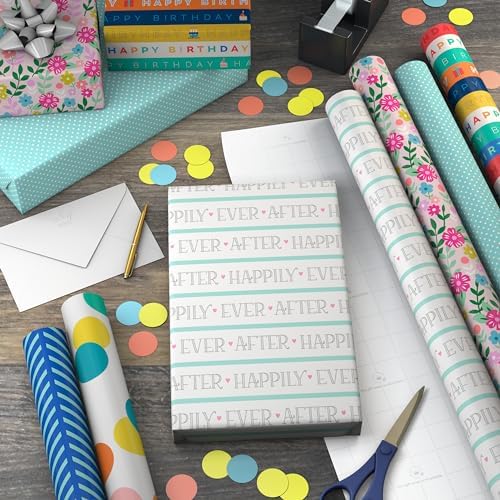 Hallmark Wrapping Paper Rolls for Graduation, Birthday, Wedding, Baby Shower - Flowers, Polka Dots, Happily Ever After Gift Wrap (Set of 6 Assorted Rolls: 180 sq. ft. ttl.) - Image 2