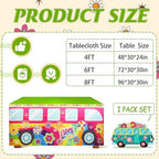 8FT Hippie Groovy Bus Tablecloth,Hippie Birthday Party Decorations for 60s 70s Boho Themed Birthday,Baby Shower,Carnival Party Decorations - Image 2